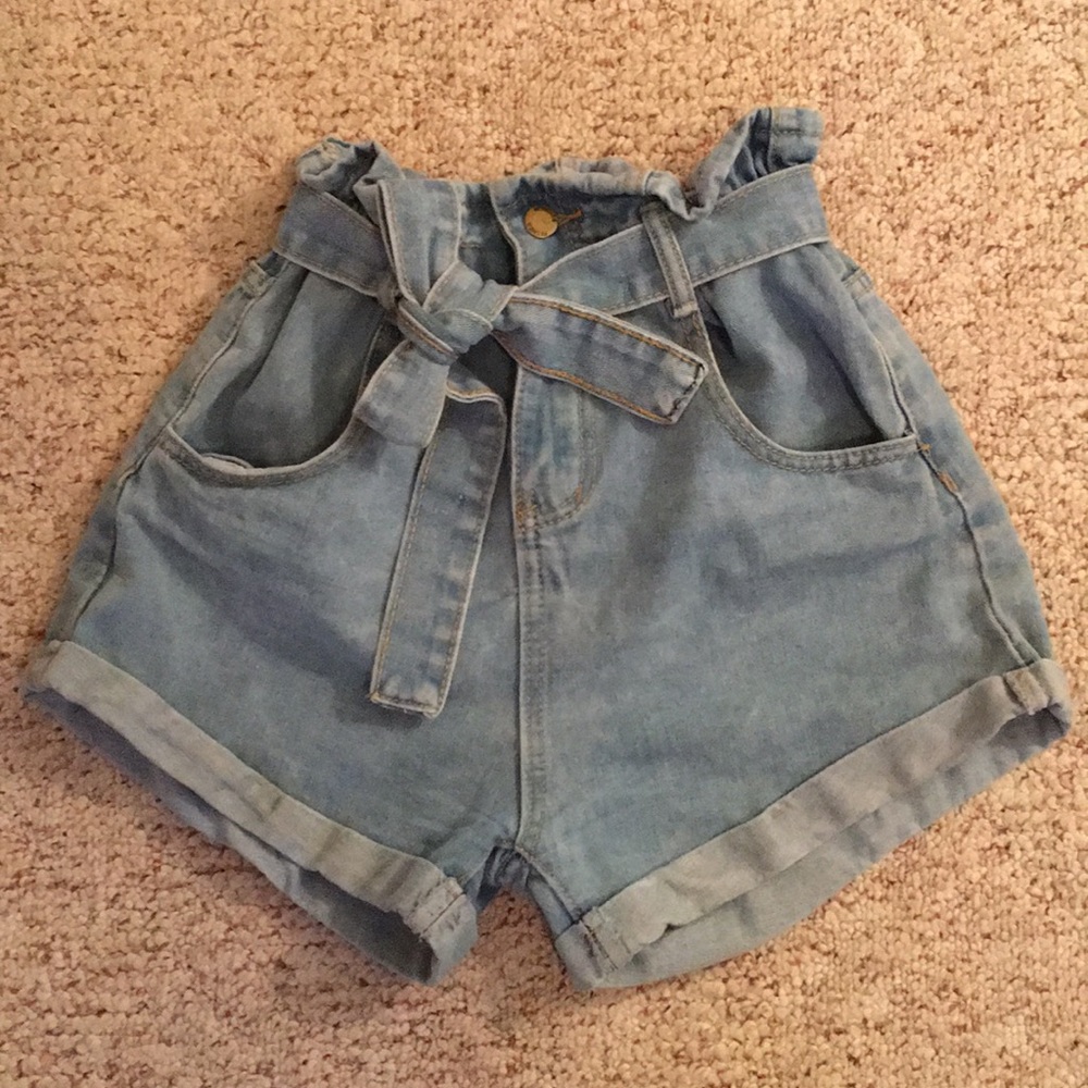 High waisted denim shorts